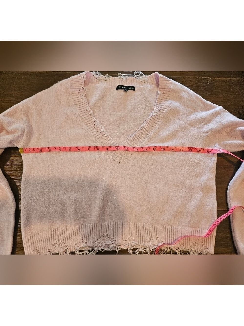 BROOKLYN KARMA WOMEN'S PINK DISTRESSED GRUNGE KNIT CROPPED TOP SIZE MEDIUM - Picture 10 of 12